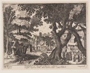 Het tribuutgeld, uit Landschappen met scènes uit het leven van Christus door Simon Frisius