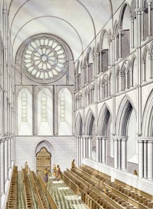 Het interieur van de kerk, Byland Abbey (aquarel op papier)