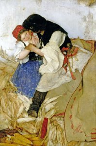 Maïs schillen, 1885 door Simon Hollosy