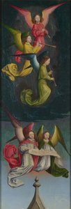 Een koor van engelen van het St. Bertin Altaarstuk, ca 1459 door Simon Marmion