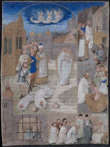 Blad Uitgesneden uit een Brevier van Karel de Stoute en Margaretha van York: Het Martelaarschap van Sint-Denis door Simon Marmion