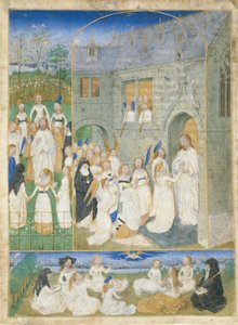 De Heilige Maagden begroet door Christus bij het betreden van de Poorten van het Paradijs, ca. 1467-70
