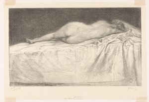 Naakte vrouw liggend op bed