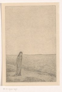 Vrouw in vlak landschap