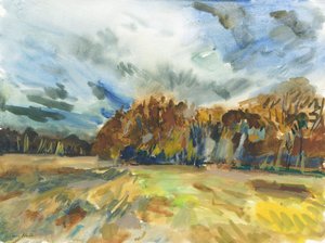 Richmond Park, 2018 (aquarel op papier) door Simon Neville