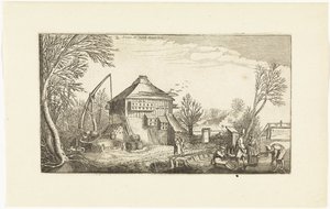 Winterlandschap met boerderij door Simon Poelenburg