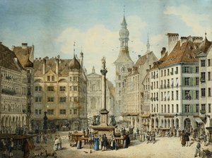 De Schrannenplatz, München, 1835 door Simon Quaglio
