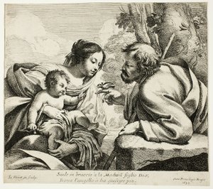 Heilige familie met een vogel door Simon Vouet