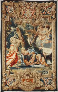Liefde voorkomt dat Armida de slapende Rinaldo neersteekt ... door Simon Vouet