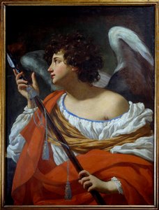 De Engel die de Speer Draagt en het Hart van Christus Doorboort en de Spons Gedrenkt in Azijn door Simon Vouet