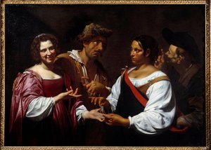 De waarzegster Schilderij door Simon Vouet (1590-1649) 1620 Ottawa, National gallery of art door Simon Vouet