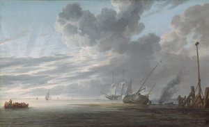 Estuarium aan het einde van de dag, ca. 1640-1645 door Simon de Vlieger