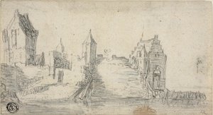 Versterkte gebouwen aan de waterkant