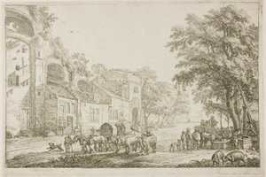 Marktstad door Simon de Vlieger