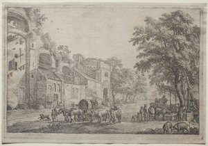 De benadering van een dorp door Simon de Vlieger