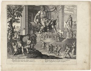 Het beeld van Jupiter in Olympia (De zeven wereldwonderen) door Simon van de Passe