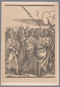 Reproductie van het derde deel van de prentreeks De Triomf van Christus naar Joos Lambrecht door Simonau and Toovey