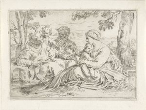 Heilige Familie met Elisabet en de jonge Johannes de Doper door Simone Cantarini