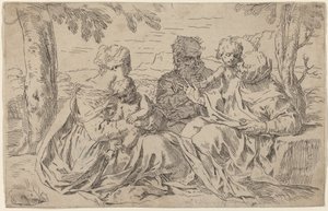De Heilige Familie door Simone Cantarini