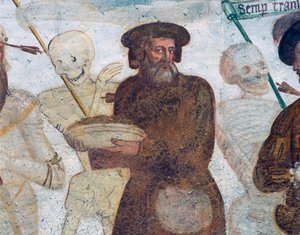 De dood met de rijke vrek, detail uit De Dodendans