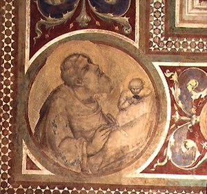 Maesta: St. Matteüs en de engel (detail) door Simone Martini