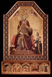 Sint Lodewijk van Anjou kroont Robert I van Napels (1277-1343) door Simone Martini