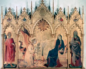 De Annunciatie en Twee Heiligen, 1333
