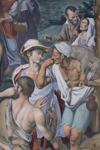 Aanbidding van de herders, 1578-82 (detail) door Simone Veneziano Peterzano