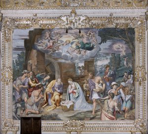 Aanbidding der Herders, 1578-82 door Simone Veneziano Peterzano