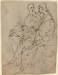 Twee Zittende Mannelijke Figuren door Sir Anthony van Dyck