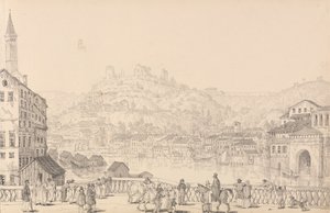 Album van 30 Zichten in Tirol en Italië: Stad Verona en Kasteel van San Pietro vanaf een andere brug, 1 nov. 1840