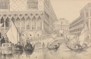 Album van 30 uitzichten in Tirol en Italië: De Brug der Zuchten en een deel van het Dogenpaleis 10 nov. 1840