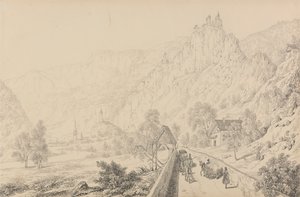 Album van 30 Zichten in Tirol en Italië: De Ruïnes van het Klooster van Seben bij Klausen, 27 okt. 1840 door Sir Charles D