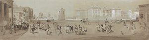 Regeringsgebouw vanuit de bibliotheek van St. Andrew - Calcutta