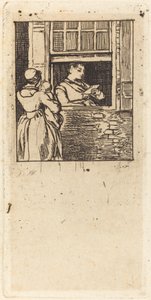 Vrouw bij een raam, een brief lezend door Sir David Wilkie