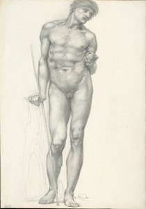 Parijs met gouden appel in linkerhand, voor het Troje drieluik (schetsboek #2638) door Sir Edward Burne Jones