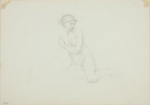 Zittende Vrouwelijke Naakt door Sir Edward Burne Jones
