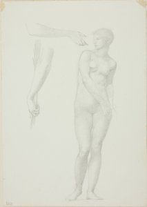 Staande Vrouwelijke Naakt en Schetsen van Armen door Sir Edward Burne Jones