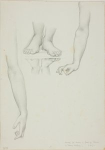 Studie voor Spiegel van Venus: Armen en voeten van Venus door Sir Edward Burne Jones