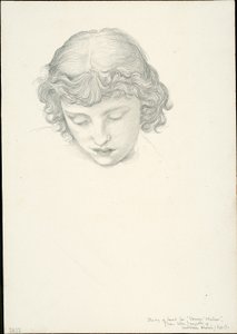 Studie voor Spiegel van Venus: Hoofd door Sir Edward Burne Jones