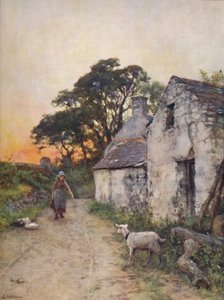 Een dorpsstraat, Zuid-Wales door Sir Ernest Albert Waterlow