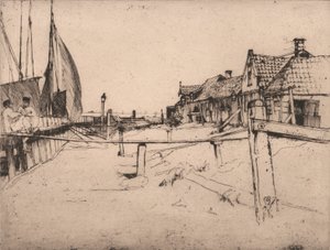 In de haven, Volendam door Sir Frank Short