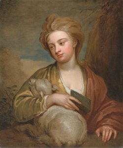 Portret van een vrouw als St. Agnes, traditioneel geïdentificeerd als Catherine Voss door Sir Godfrey Kneller