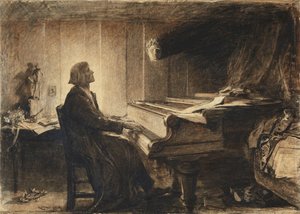 Franz Liszt aan een piano, 1904