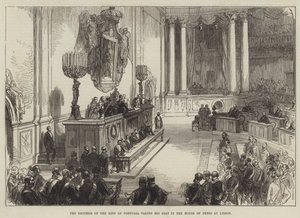 De broer van de koning van Portugal neemt plaats in het Hogerhuis in Lissabon door Sir John Charles Robinson