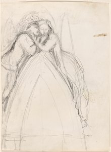 Ontwerp voor een gotische boog met de kunstenaar en Effie Ruskin omhelzend (recto); Ontwerp voor een gotische boog met Effie als engel (verso)