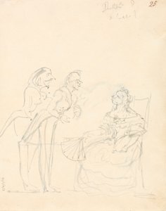 Twee Heren Praten met een Zittende Dame door Sir John Everett Millais