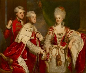 George, 2e graaf Harcourt, zijn vrouw Elizabeth, en broer William, 1780 door Sir Joshua Reynolds