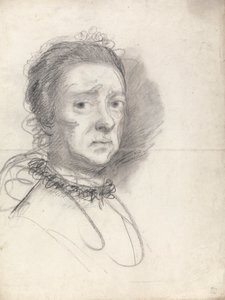 Hoofd van een oudere dame; studies van Raphael