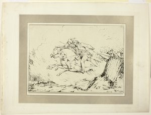Aanval, uit de eerste uitgave van Specimens of Polyautography door Sir Robert Ker Porter